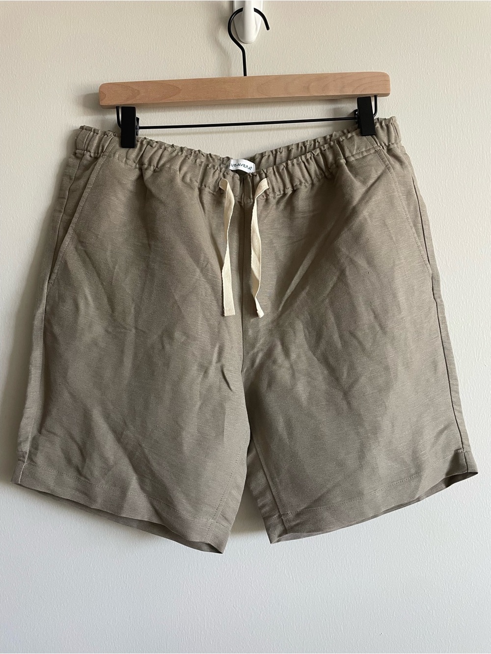 Cubavera brown tan linen blend shorts pull on vacation resort wear summer M